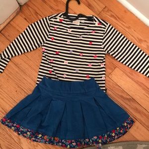 Top with flowers and Matching corduroy skirt